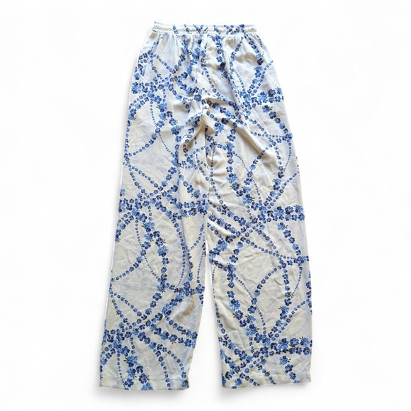 MISA Teagan Blue Floral Pants M NWT Lightweight Wide Leg Euro Summer Boho Vibe - Picture 4 of 16